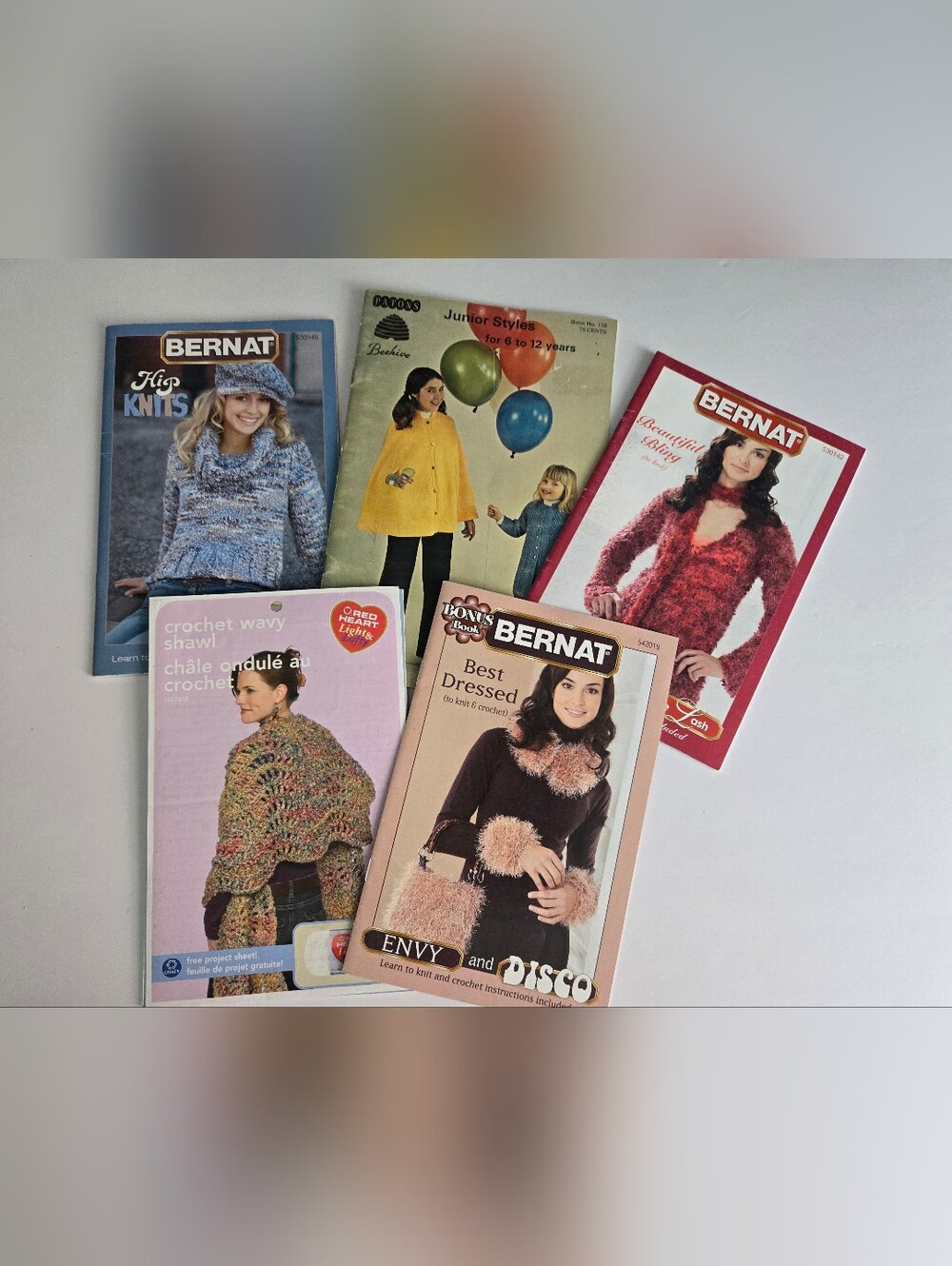 Knitting Crochet Needlework Pattern Book Lot Vintage Children Kids Women